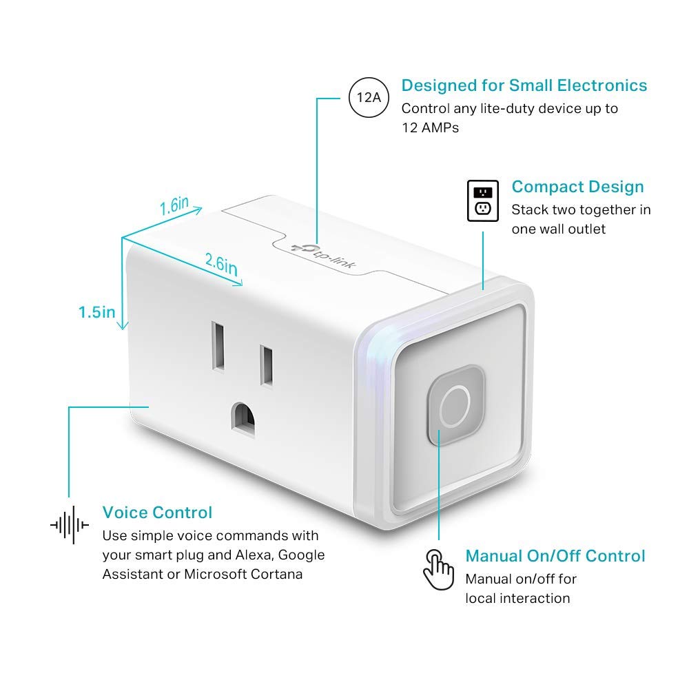 Kasa Smart Plug HS103P4, Smart Home Wi-Fi Outlet Works with Alexa, Echo, 4-Pack, White